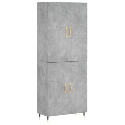 vidaXL Aparador alto madera contrachapada gris hormigón 69,5x34x180 cm