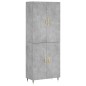 vidaXL Aparador alto madera contrachapada gris hormigón 69,5x34x180 cm