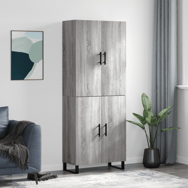 vidaXL Aparador alto madera contrachapada gris sonoma 69,5x34x180 cm vidaXL Aparador alto madera contrachapada gris sonoma 69,5x34x180 cm