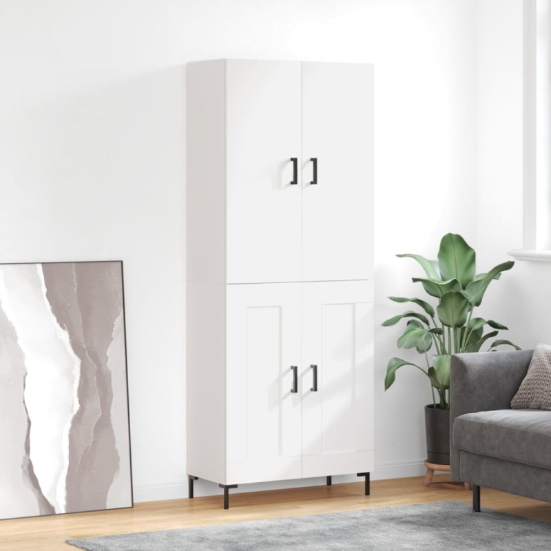 vidaXL Aparador alto madera contrachapada blanco 69,5x34x180 cm