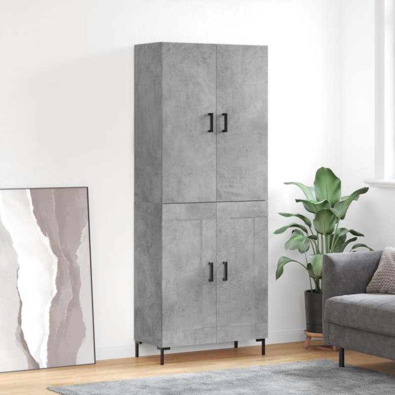 vidaXL Aparador alto madera contrachapada gris hormigón 69,5x34x180 cm vidaXL Aparador alto madera contrachapada gris hormigón 69,5x34x180 cm