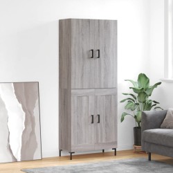 vidaXL Aparador alto madera contrachapada gris sonoma 69,5x34x180 cm