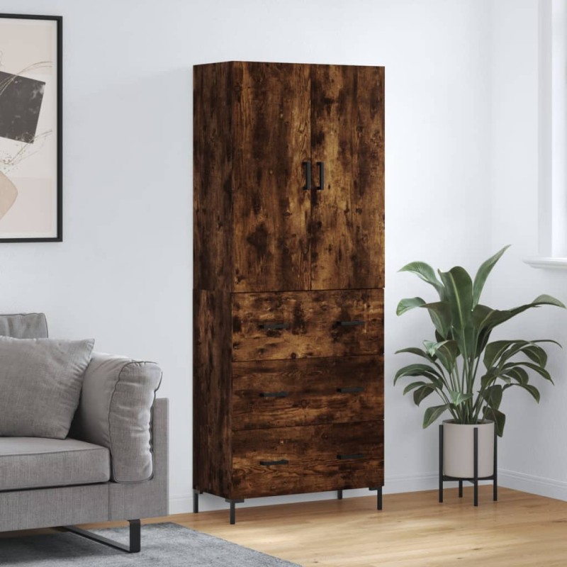 vidaXL Aparador alto madera contrachapada roble ahumado 69,5x34x180 cm vidaXL Aparador alto madera contrachapada roble ahumado 69,5x34x180 cm