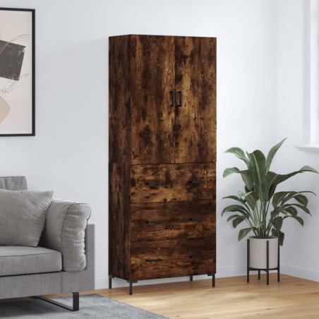 vidaXL Aparador alto madera contrachapada roble ahumado 69,5x34x180 cm