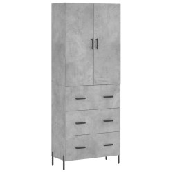 vidaXL Aparador alto madera contrachapada gris hormigón 69,5x34x180 cm