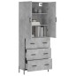 vidaXL Aparador alto madera contrachapada gris hormigón 69,5x34x180 cm vidaXL Aparador alto madera contrachapada gris hormigón 69,5x34x180 cm