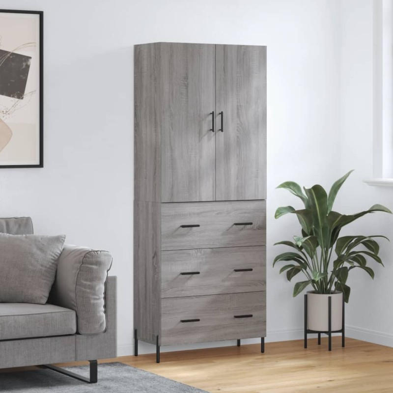 vidaXL Aparador alto madera contrachapada gris sonoma 69,5x34x180 cm vidaXL Aparador alto madera contrachapada gris sonoma 69,5x34x180 cm