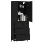 vidaXL Aparador alto madera contrachapada negro 69,5x34x180 cm vidaXL Aparador alto madera contrachapada negro 69,5x34x180 cm