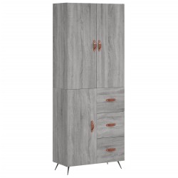 vidaXL Aparador alto madera contrachapada gris sonoma 69,5x34x180 cm
