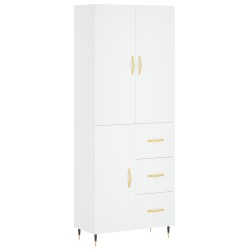 vidaXL Aparador alto madera contrachapada blanco 69,5x34x180 cm