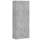 vidaXL Aparador alto madera contrachapada gris hormigón 69,5x34x180 cm vidaXL Aparador alto madera contrachapada gris hormigón 69,5x34x180 cm