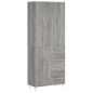 vidaXL Aparador alto madera contrachapada gris sonoma 69,5x34x180 cm