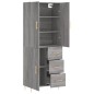 vidaXL Aparador alto madera contrachapada gris sonoma 69,5x34x180 cm