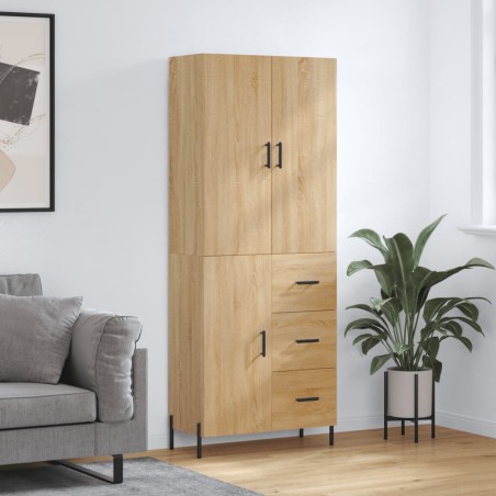 vidaXL Aparador alto madera contrachapada color roble 69,5x34x180 cm