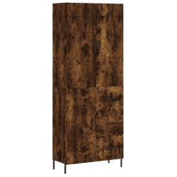 vidaXL Aparador alto madera contrachapada roble ahumado 69,5x34x180 cm