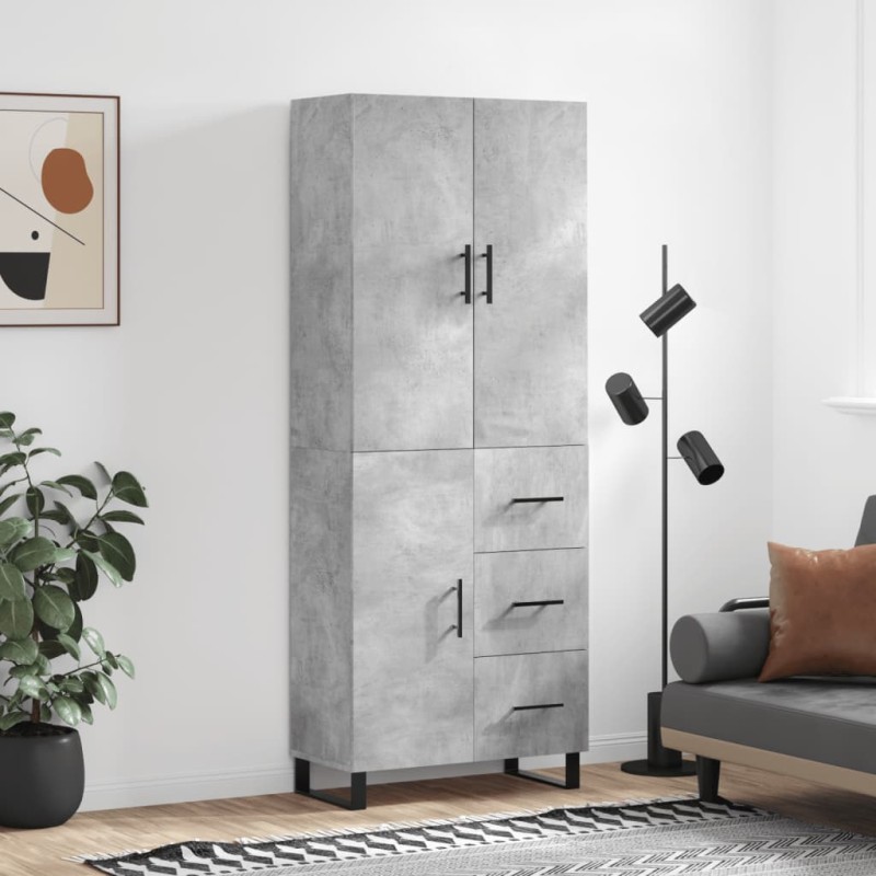 vidaXL Aparador alto madera contrachapada gris hormigón 69,5x34x180 cm vidaXL Aparador alto madera contrachapada gris hormigón 69,5x34x180 cm