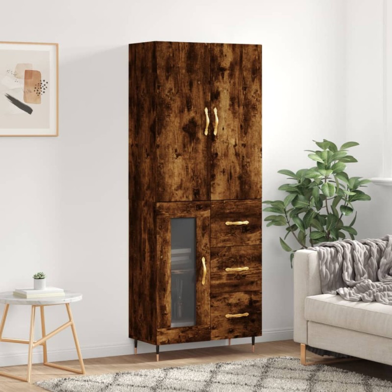 vidaXL Aparador alto madera contrachapada roble ahumado 69,5x34x180 cm vidaXL Aparador alto madera contrachapada roble ahumado 69,5x34x180 cm