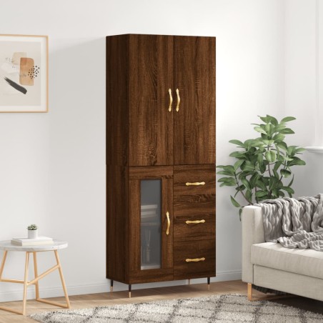 vidaXL Aparador alto madera contrachapada marrón roble 69,5x34x180 cm