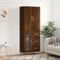 vidaXL Aparador alto madera contrachapada marrón roble 69,5x34x180 cm