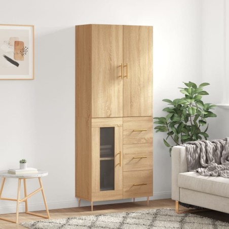 vidaXL Aparador alto madera contrachapada color roble 69,5x34x180 cm