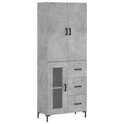 vidaXL Aparador alto madera contrachapada gris hormigón 69,5x34x180 cm