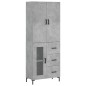 vidaXL Aparador alto madera contrachapada gris hormigón 69,5x34x180 cm