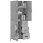 vidaXL Aparador alto madera contrachapada gris hormigón 69,5x34x180 cm
