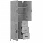 vidaXL Aparador alto madera contrachapada gris hormigón 69,5x34x180 cm