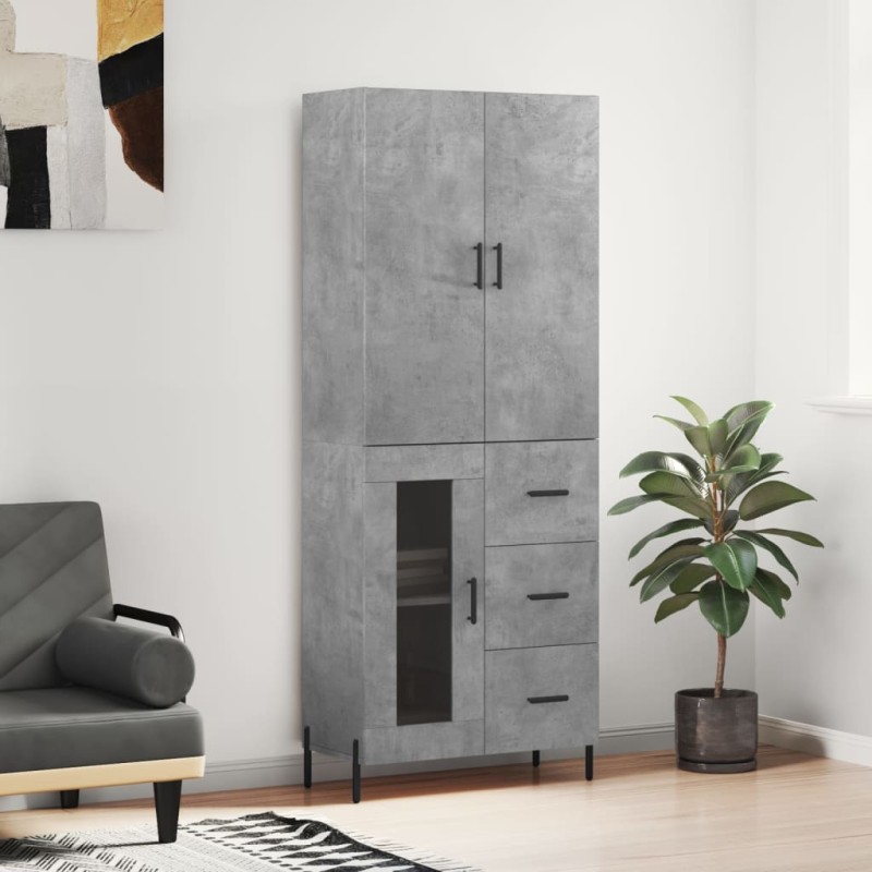 vidaXL Aparador alto madera contrachapada gris hormigón 69,5x34x180 cm vidaXL Aparador alto madera contrachapada gris hormigón 69,5x34x180 cm