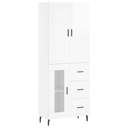vidaXL Aparador alto madera contrachapada blanco brillo 69,5x34x180 cm
