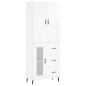 vidaXL Aparador alto madera contrachapada blanco brillo 69,5x34x180 cm