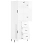 vidaXL Aparador alto madera contrachapada blanco brillo 69,5x34x180 cm