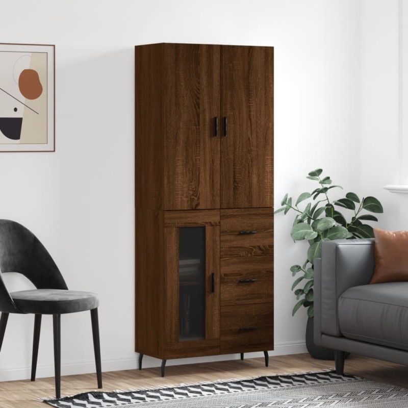 vidaXL Aparador alto madera contrachapada marrón roble 69,5x34x180 cm vidaXL Aparador alto madera contrachapada marrón roble 69,5x34x180 cm