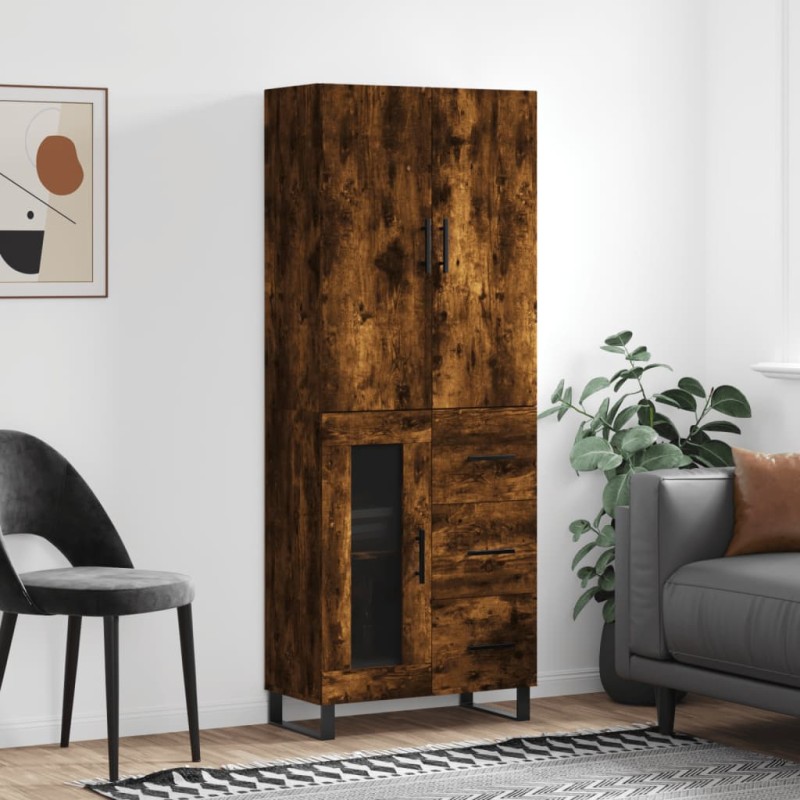 vidaXL Aparador alto madera contrachapada roble ahumado 69,5x34x180 cm vidaXL Aparador alto madera contrachapada roble ahumado 69,5x34x180 cm