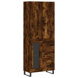 vidaXL Aparador alto madera contrachapada roble ahumado 69,5x34x180 cm