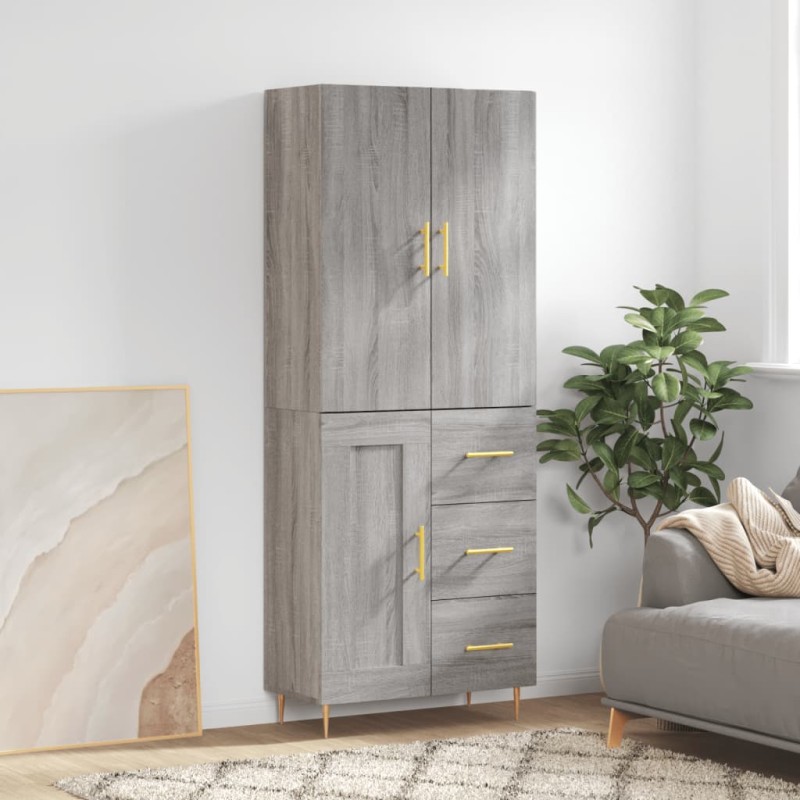 vidaXL Aparador alto madera contrachapada gris sonoma 69,5x34x180 cm vidaXL Aparador alto madera contrachapada gris sonoma 69,5x34x180 cm