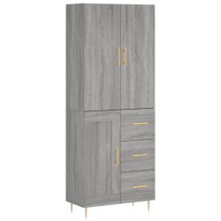 vidaXL Aparador alto madera contrachapada gris sonoma 69,5x34x180 cm
