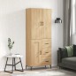 vidaXL Aparador alto madera contrachapada color roble 69,5x34x180 cm vidaXL Aparador alto madera contrachapada color roble 69,5x34x180 cm
