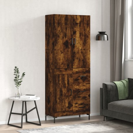 vidaXL Aparador alto madera contrachapada roble ahumado 69,5x34x180 cm
