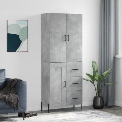 vidaXL Aparador alto madera contrachapada gris hormigón 69,5x34x180 cm