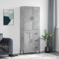 vidaXL Aparador alto madera contrachapada gris hormigón 69,5x34x180 cm