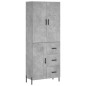 vidaXL Aparador alto madera contrachapada gris hormigón 69,5x34x180 cm