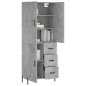 vidaXL Aparador alto madera contrachapada gris hormigón 69,5x34x180 cm