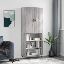 vidaXL Aparador alto madera contrachapada gris sonoma 69,5x34x180 cm