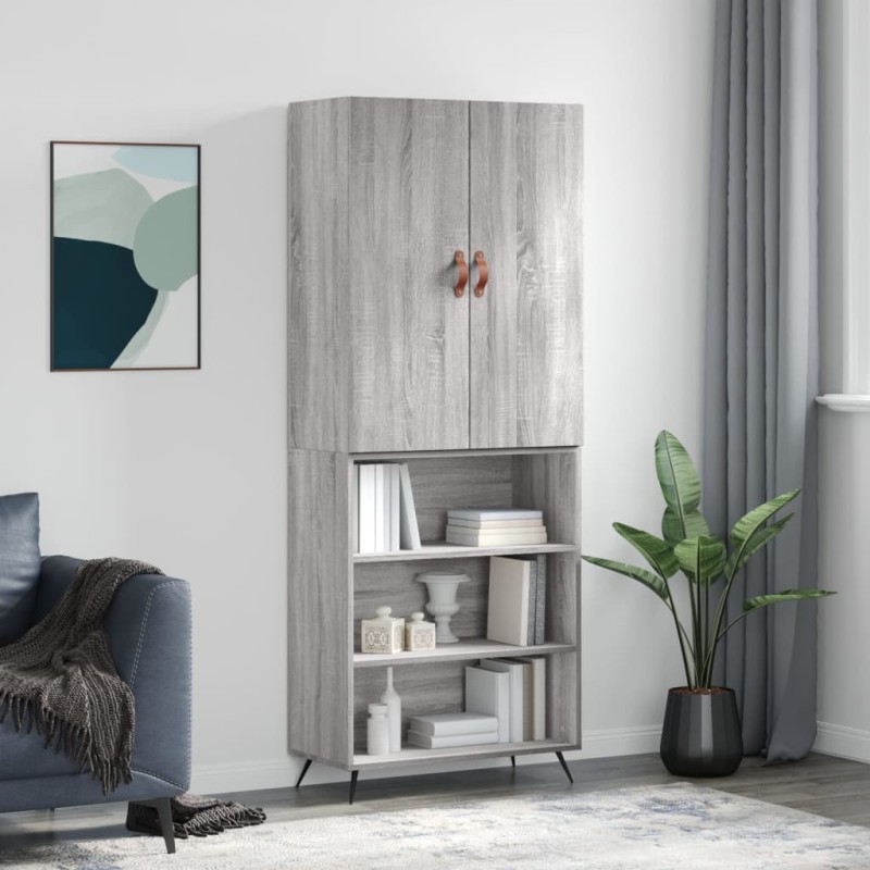 vidaXL Aparador alto madera contrachapada gris sonoma 69,5x34x180 cm vidaXL Aparador alto madera contrachapada gris sonoma 69,5x34x180 cm