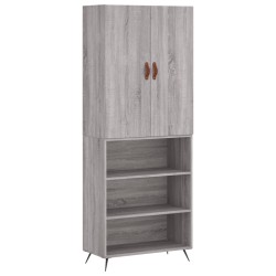 vidaXL Aparador alto madera contrachapada gris sonoma 69,5x34x180 cm