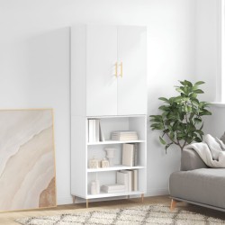 vidaXL Aparador alto madera contrachapada blanco brillo 69,5x34x180 cm