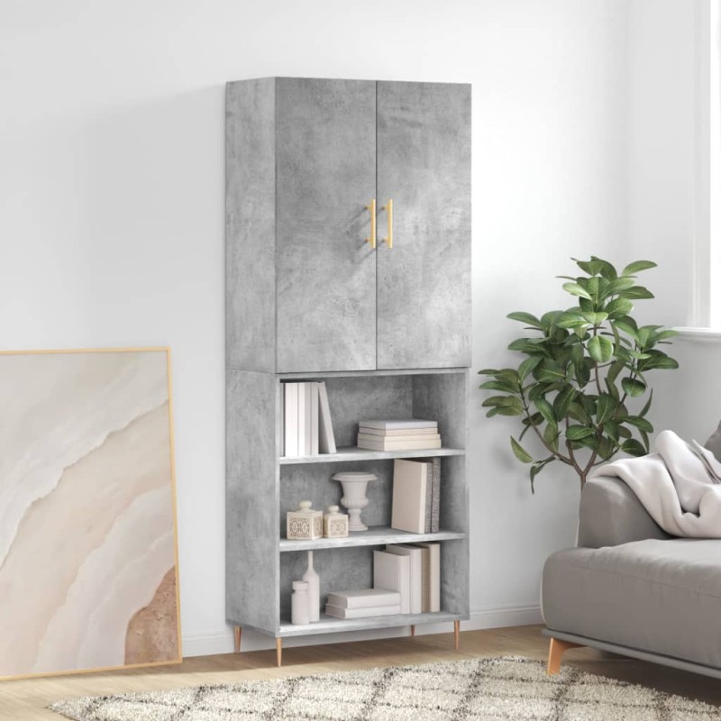 vidaXL Aparador alto madera contrachapada gris hormigón 69,5x34x180 cm vidaXL Aparador alto madera contrachapada gris hormigón 69,5x34x180 cm