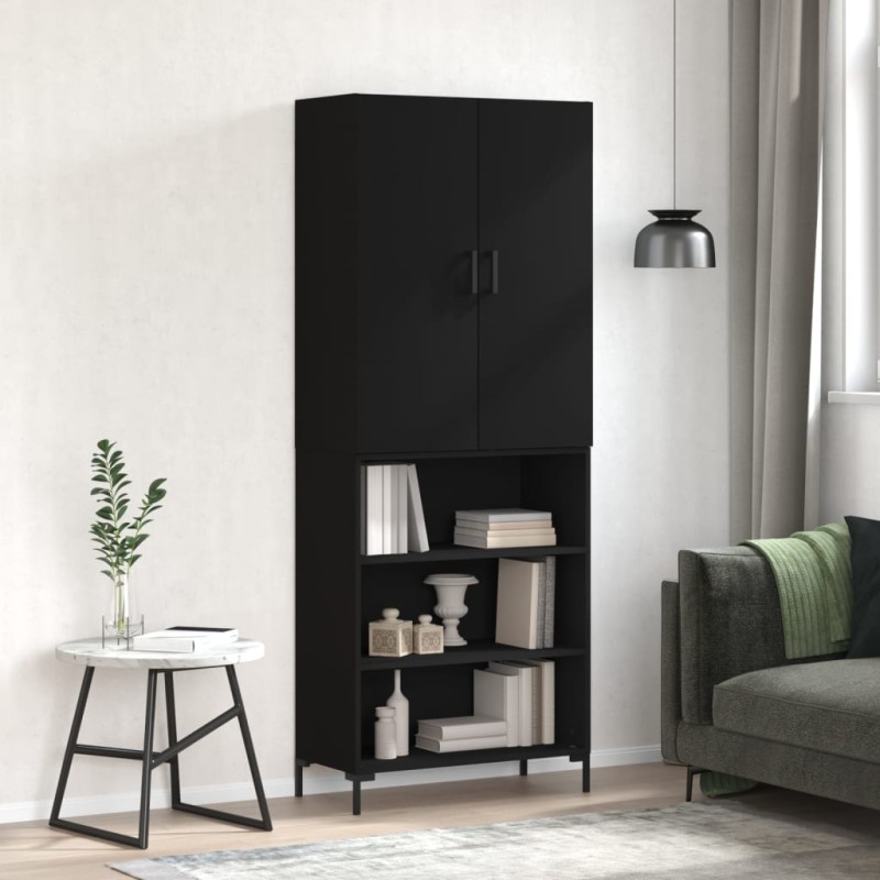 vidaXL Aparador alto madera contrachapada negro 69,5x34x180 cm vidaXL Aparador alto madera contrachapada negro 69,5x34x180 cm