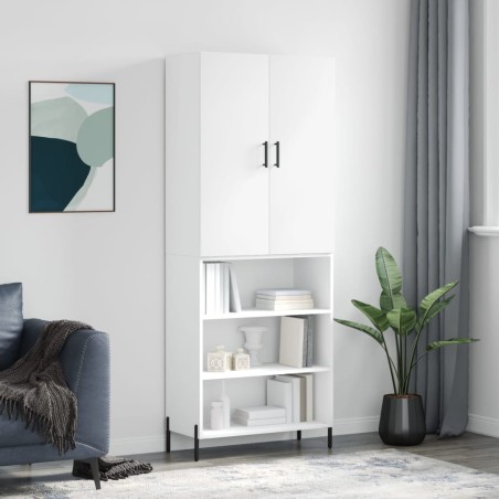 vidaXL Aparador alto madera contrachapada blanco 69,5x34x180 cm